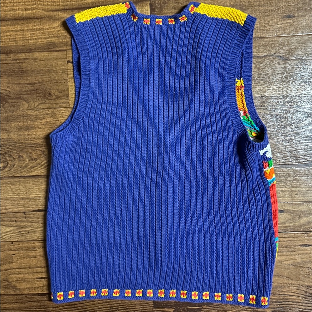 Marisa Christina ~ Large ~ Hand Knitted ~ Orange/Yellow/Blue ~ Ocean/Fish ~ Vest - Picture 16 of 16